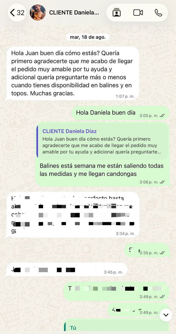 Captura de conversación con cliente
