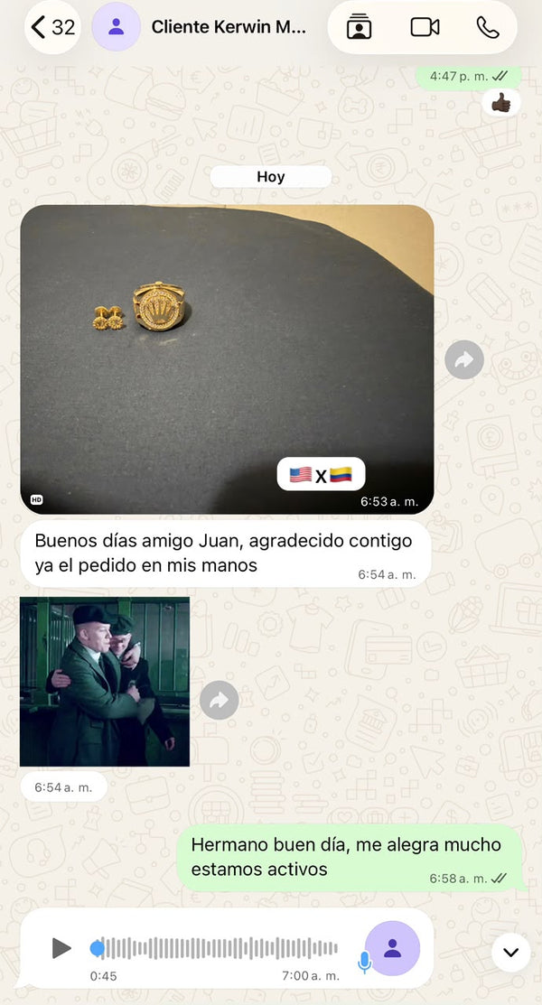 Captura de conversación con cliente