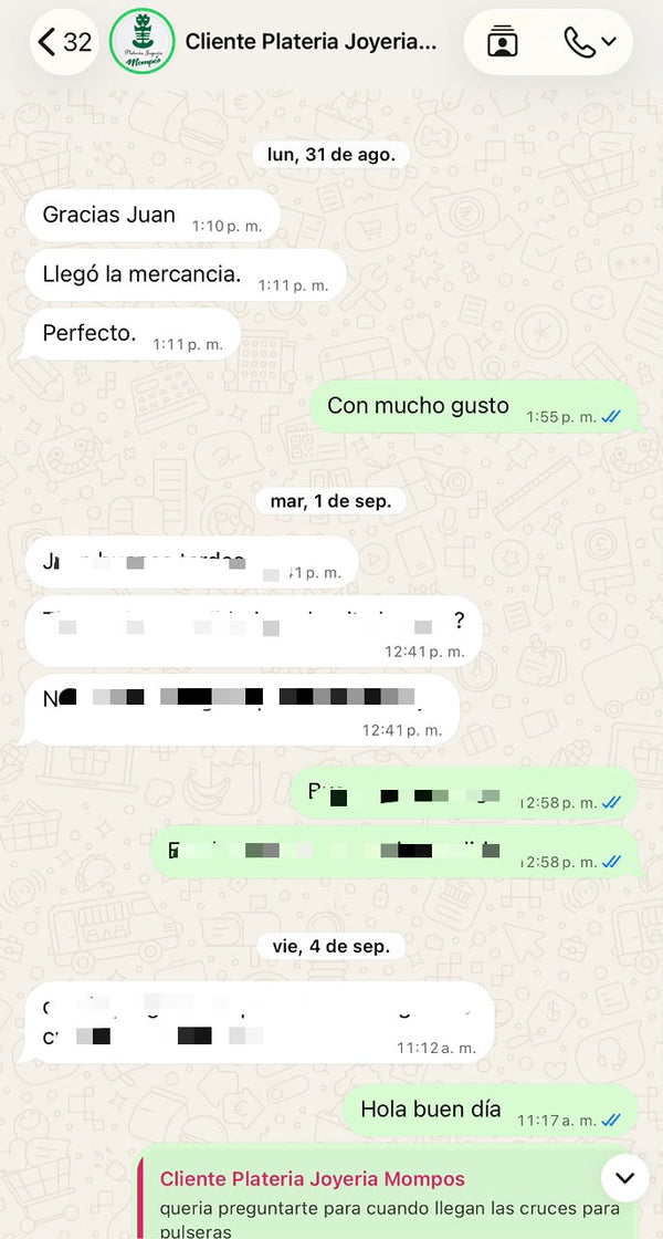 Captura de conversación con cliente